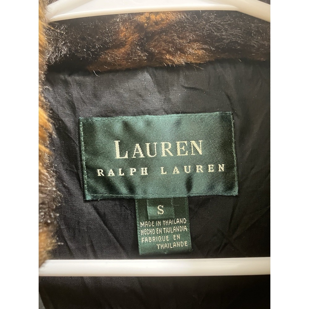 Women's LAUREN RALPH LAUREN Zip Quilted Vest w/Faux Fur Collar S BLACK - Picture 4 of 6